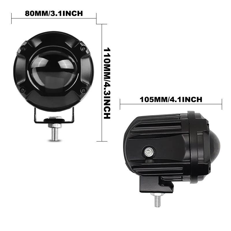 Projecteur LED Moto Universel - Paire De Phares Antibrouillard - Puissance 24W, 3000LM, 12-85V - Montage Sur Tige 10mm